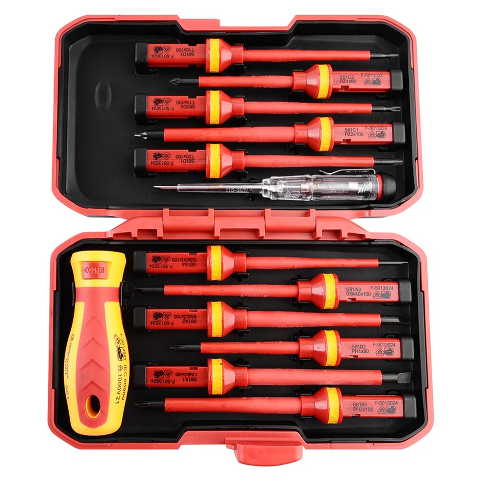 13x VDE Insulated Electricians Screwdriver Set 1000V Electrical Repair