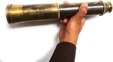 ANTIQUE BRASS TELESCOPE MARINE NAUTICAL LEATHER PIRATE SPYGLASS VINTAGE SCOPE