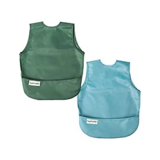Tiny Twinkle Mess Proof Apron Bibs - 2 Pack Waterproof & Lightweight Baby Bib...