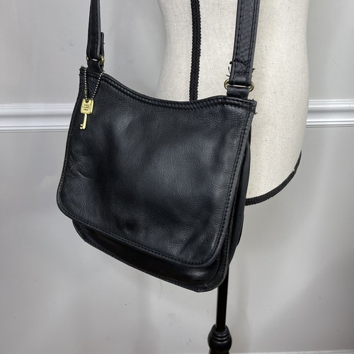 Fossil Black Leather purse shoulder Bag 