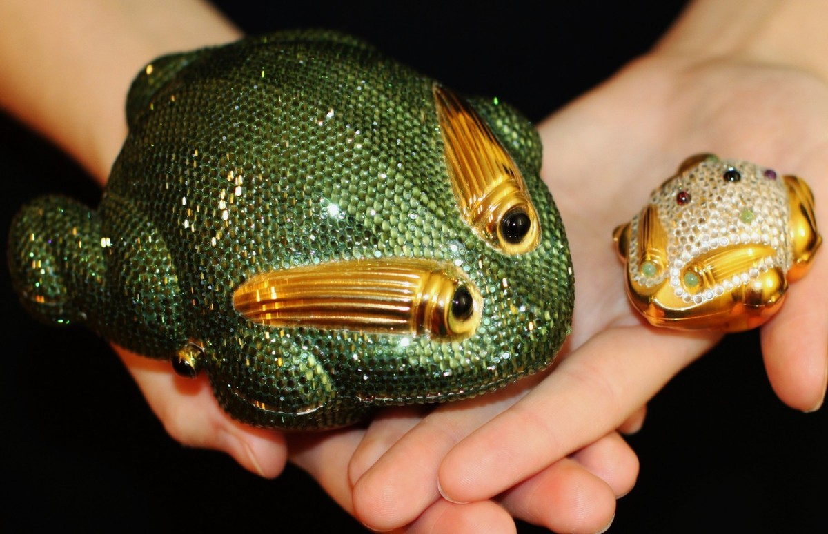 JUDITH LEIBER FROG MINAUDIERE & PILLBOX SET CLUTCH SWAROVSKI