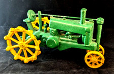 Cast Iron Reproduction John Deere Green Farm Tractor Yellow Wheels