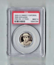 1910 - 1912 Sweet Caporal Tris Speaker Pin Small Letter Version PSA Mint HOF