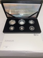 2020 Fine Silver Proof 6 Britannia Coin Set 1oz £2 - 5p Box COA