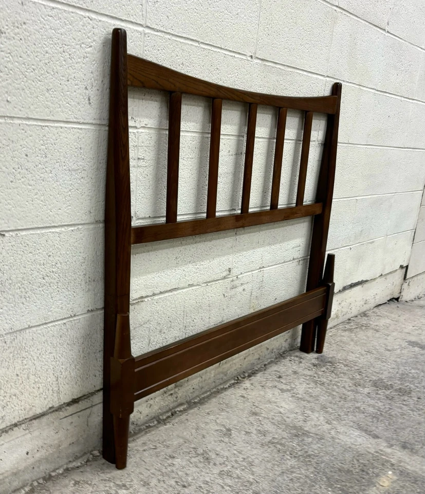 Cabeceira e rodapé vintage meados do século estilo MCM moderno tamanho duplo - Imagem 4 de 4