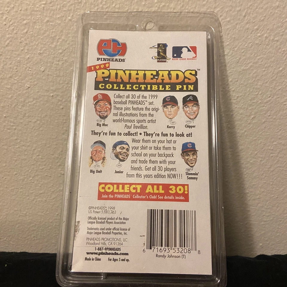 Randy Johnson  "Pinheads" Collectible Pin First Edition 1999 MLB Players - Image 3 of 3