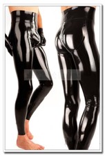 Latex Leggings High Waist Crotch Pouch Style 2 Way Zip Slim Customized E109