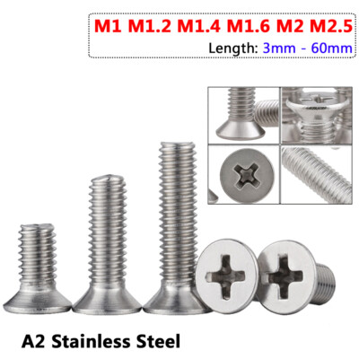M2 Phillips Csk Machine Screws DIN 965 H In A2 Stainless Steel - Foto 2