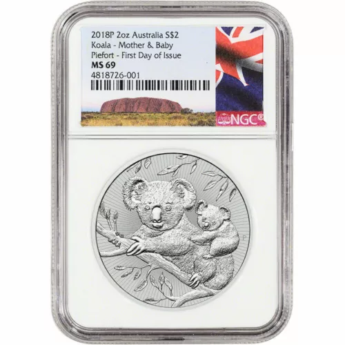 2018 P Australia Silver 2 oz Next Gen Koala $2 NGC MS69 First Day Issue NO RES