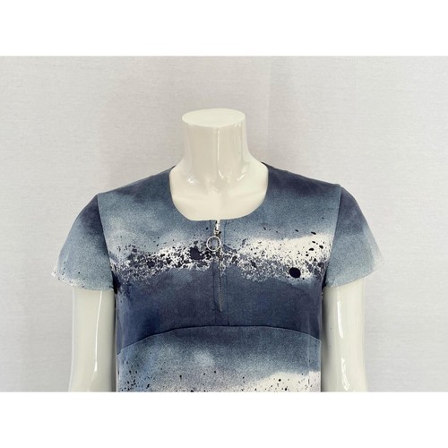 Marimekko Abstract Ocean Print Shift Dress, Watercolor Cocktail Dress, Size 38 - Picture 3 of 10
