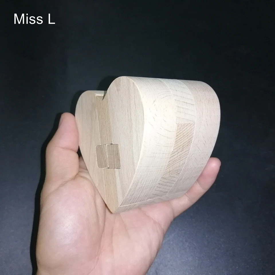 Wedding Ring Secret Box Wooden Heart Gift Box 3D Puzzle Game Toy Brain Teaser - Image 2 of 4
