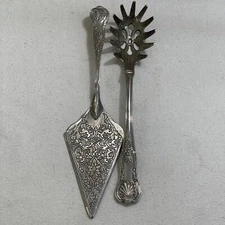 Sheffield KINGS Pattern Silverplate Cake/Pie Server and Silverplate Pasta Server
