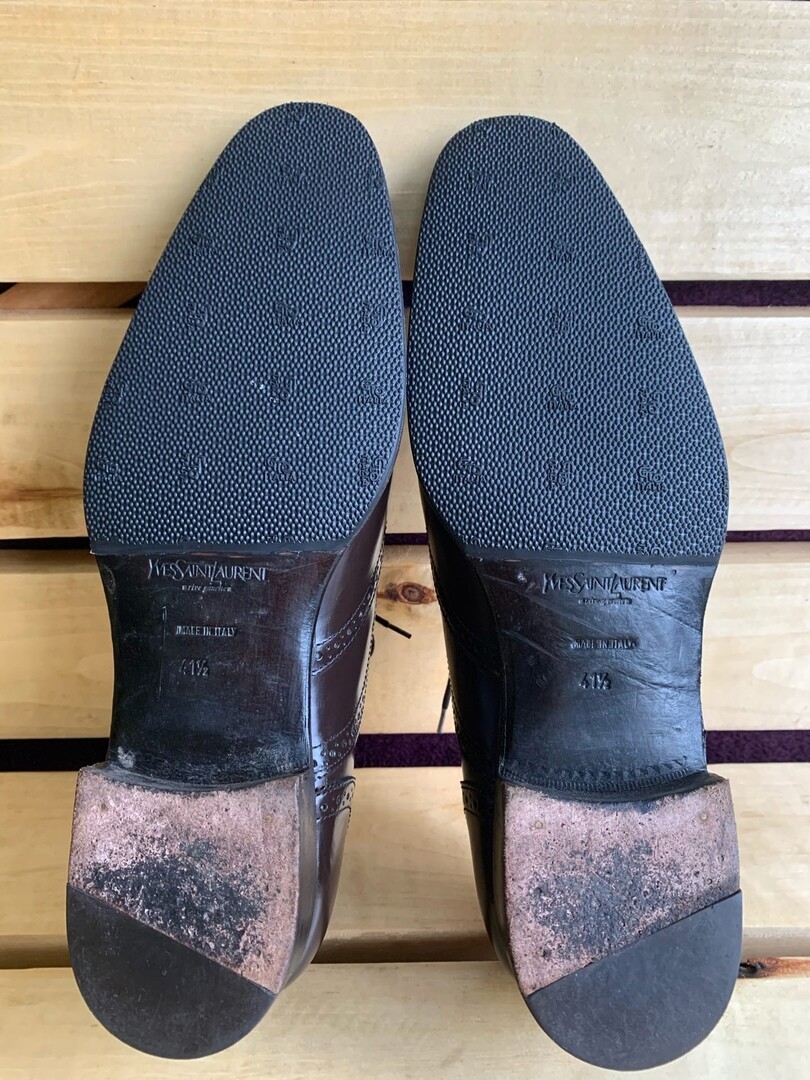 Scarpe Yves Saint Laurent uomo pelle marrone brogue tg. UK 7.5 US 8.5 EU 41.5
