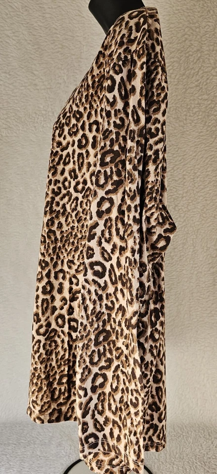 Camisa blusa Just My Size para mujer talla 3X 22W/24W marrón negro leopardo Foto 4 de 4