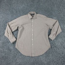 Polo Ralph Lauren Shirt Mens 16-35 Beige White Square Philip Long Sleeve