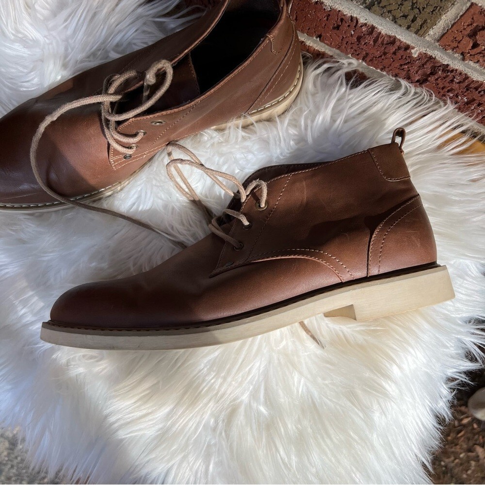 Ashford Hayes Faux Leather Brown Chestnut Lace Up Ankle 