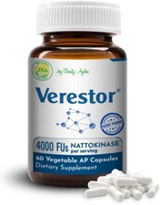 NEW Nattokinase 4000 FU 60 Capsules, Non-GMO JBA Verestor w Dokudami Leaf