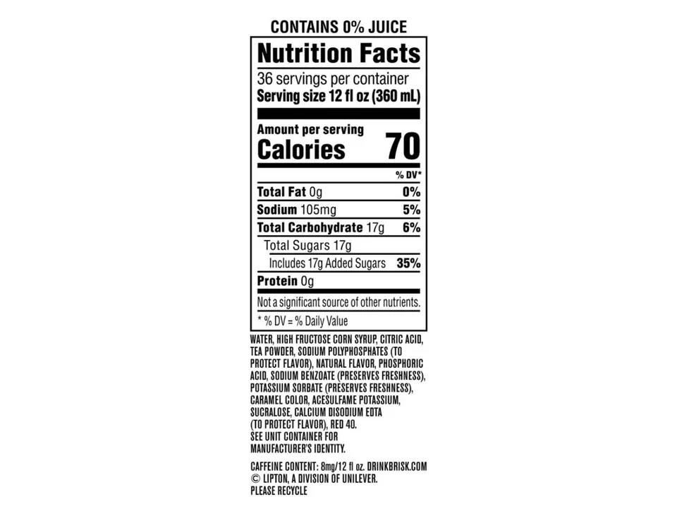 Lipton Brisk Lemon Iced Tea, 36 pack./12 oz | Free Shipping