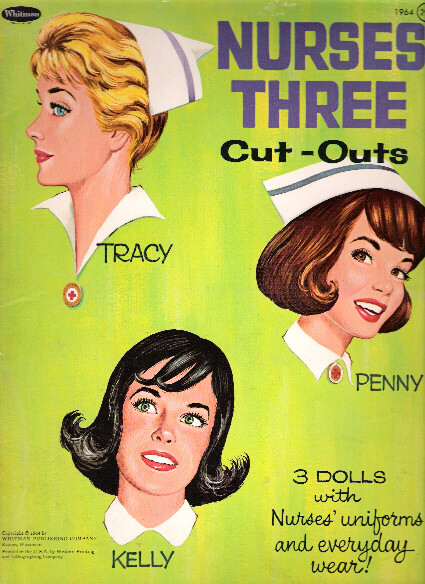 VINTAGE UNCUT 1964 NURSES THREE PAPER DOLLS~#1 TOP REPRODUCTION SELLER~NOSTALGIC
