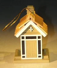 Bird House Bonsai Figurine Architectural Green/White 2.5" x 2.5" x 4.0" Tall