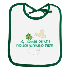 Irish Kids Bib 100% Cotton White Green Baby Bib A Bottle of House