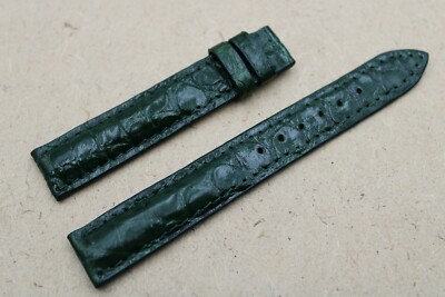 16mm/14mm Green Alligator Crocodile Embossed Leather Watch Strap Band
