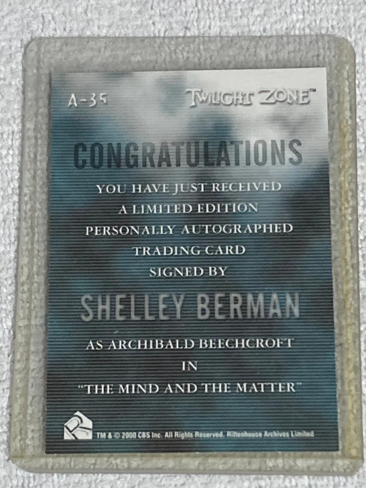 2000 Rittenhouse The Twilight Zone Autograph Card A-35 Shelley Berman Ex+/NM - Image 2 of 2