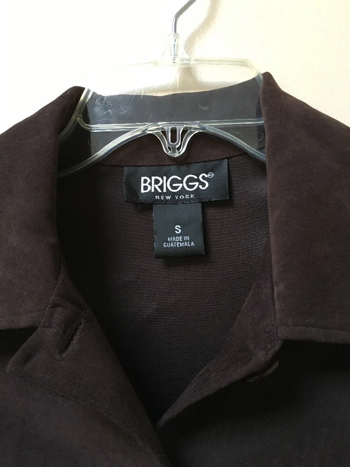 Blazer/camisa/chaqueta Briggs New York para mujer marrón gamuza talla S Foto 2 de 4