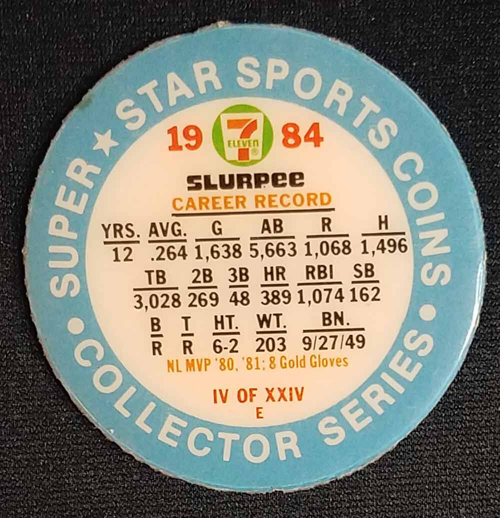 1984 7-11 Slurpee Super Star Coins #4 Mike Schmidt NM-MINT (back