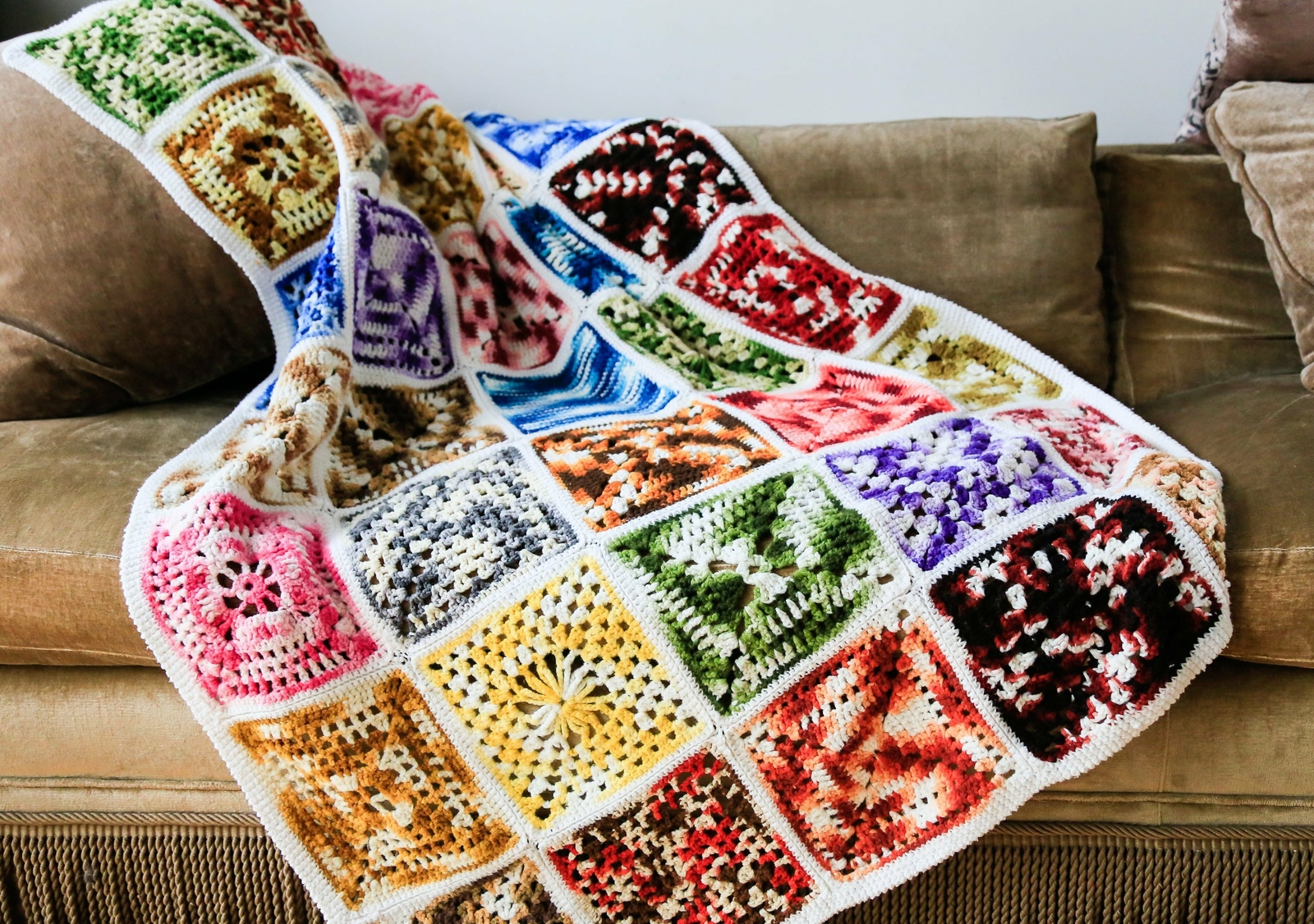 MultiColor abuela plazas afgano Manta psicodélico Crochet Manta MultiColor abuela plazas afgano Manta psicodélico Crochet Manta