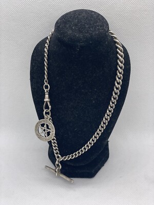 SOLID STERLING SILVER ALBERT CHAIN T BAR 13