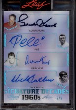 2020-21 Leaf Pearl Gordie Howe Pele Jerry West Dick Butkus Quad Auto HOF SSP /5