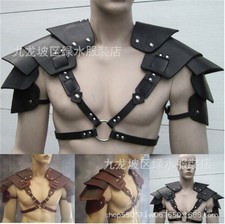 Medieval Warrior PU Leather Shoulder Armor Chest Harness Rivet Shoulder Guard