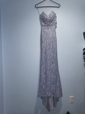 La Femme 32434 Sleeveless Lace Sequin Formal Gown Light Periwinkle Size 2