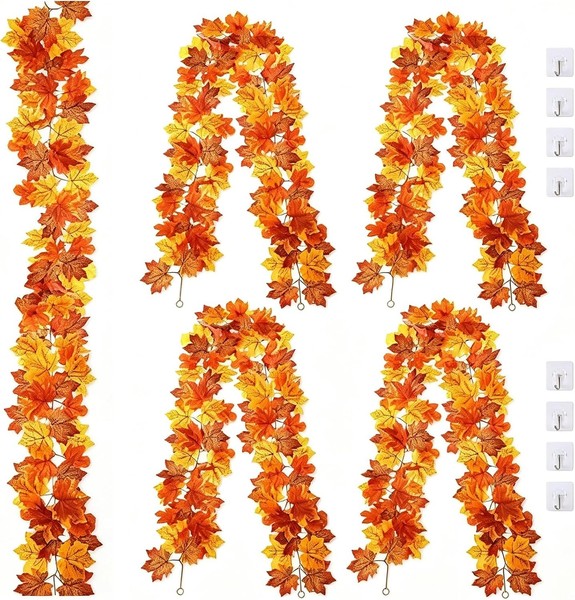 Herbstgirlande Mit Licht 4 StüCk 8M Ahornblatt Deko FüR TüR Kamin-image