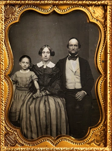 Berg 3-32  RARE 1/4 Plate Union Case, Family Possibly Post Mortem Daguerreotype