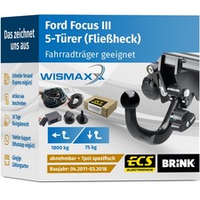 ANHÄNGERKUPPLUNG für Ford Focus III 11-18 abnehmbar BRINK +7pol E-Satz ECS