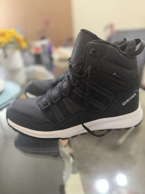 Quechua Black and White Men's Waterproof Hiking Boots