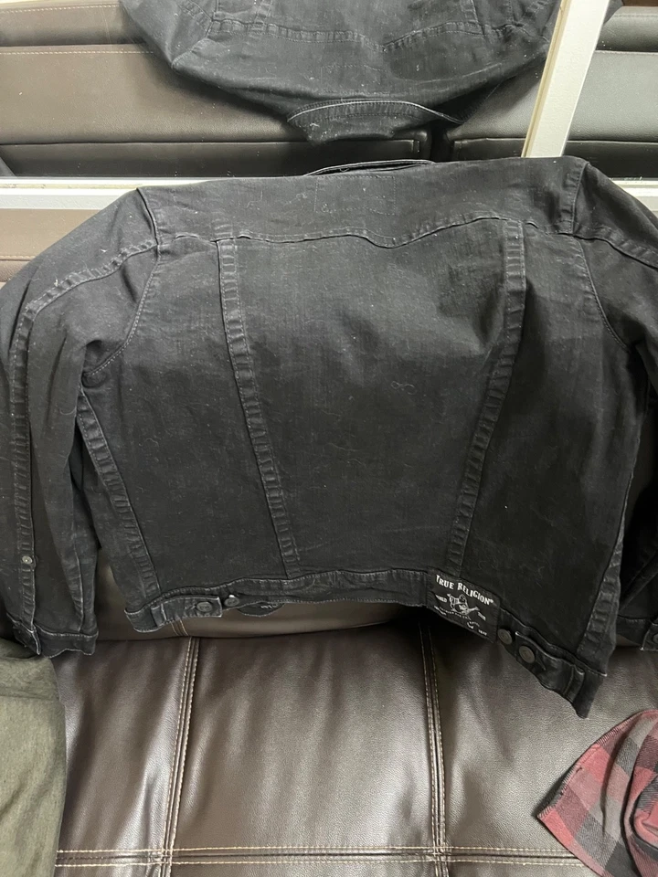 Chaqueta de camionero True Religion New World Tour negra mediana con botones para hombre Foto 2 de 4