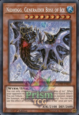 1. Auflage Nidhogg, Generaider Boss of Ice Secret Rare MYFI-DE031 Yugioh