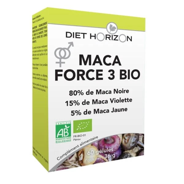 Maca force 3 60 gélules Diet Horizon BIO