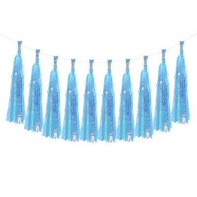 Für Partydeko 10Stk Seidenpapier Girlande Seeblau Irisierend 14.6x9.4''