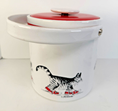 Vintage B Kliban Cat In Red Sneakers Ice Bucket Barware By Sigma Tastesetter USA