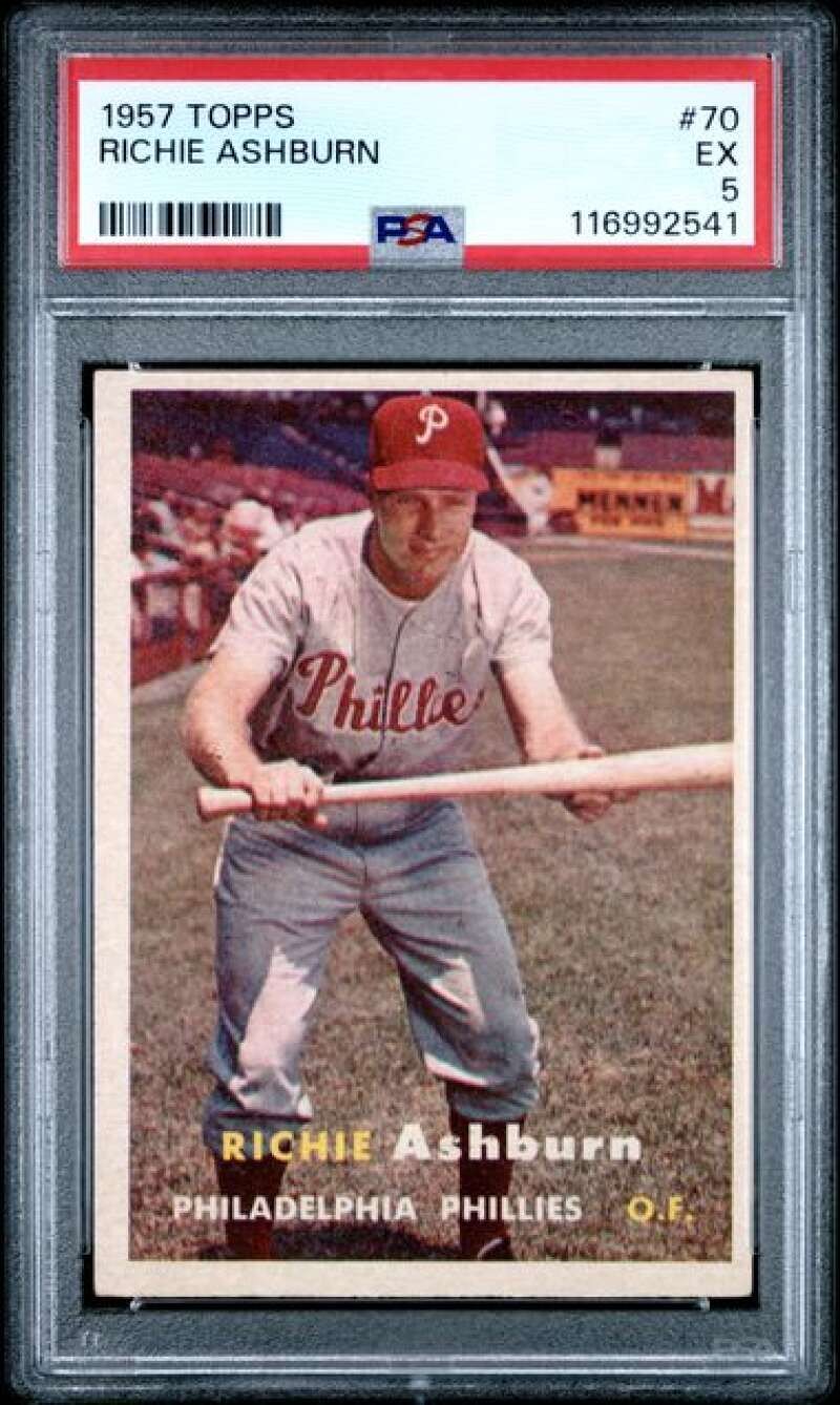 1957 Topps #70 Richie Ashburn PSA 5 Philadelphia Phillies  (2541)