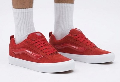 Vans Knu Skool Suede Patent Racing Red White Men's Size 12 VN000EE6IZQ
