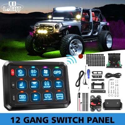 RGB Wireless 12 Gang Switch Panel 12V/24V Remote Control Relay System UTV Truck