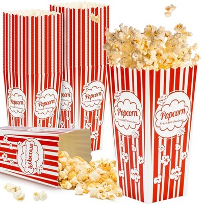 MAQIHAN 50 Popcorn Boxes Easy Assembly 20cm (H) x 9.5cm (W) x 2.95cm (D), Red
