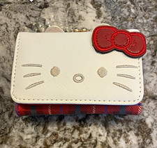 Sanrio Hello Kitty Trifold Wallet Plaid Bow Accent Credit Card Folding
