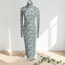 AFRM Shailene Floral Mesh Bodycon Long Sleeve Maxi Dress Size S NWT