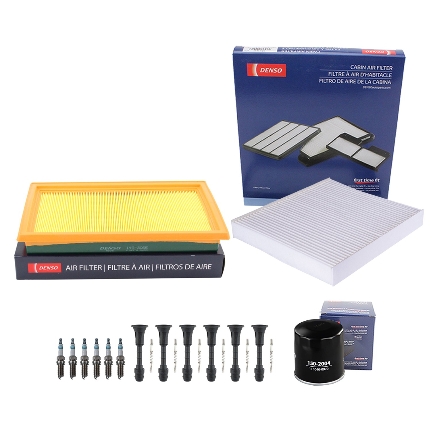 Denso Tune Up Kit 6 Spark Plugs and Boots Kit for Infiniti FX35 G35 Base 3.5L V6